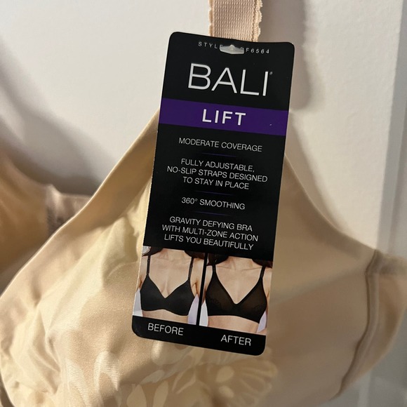 Women's Bali Wire-Free Bralette, Nude Size 38D - Picture 4 of 5